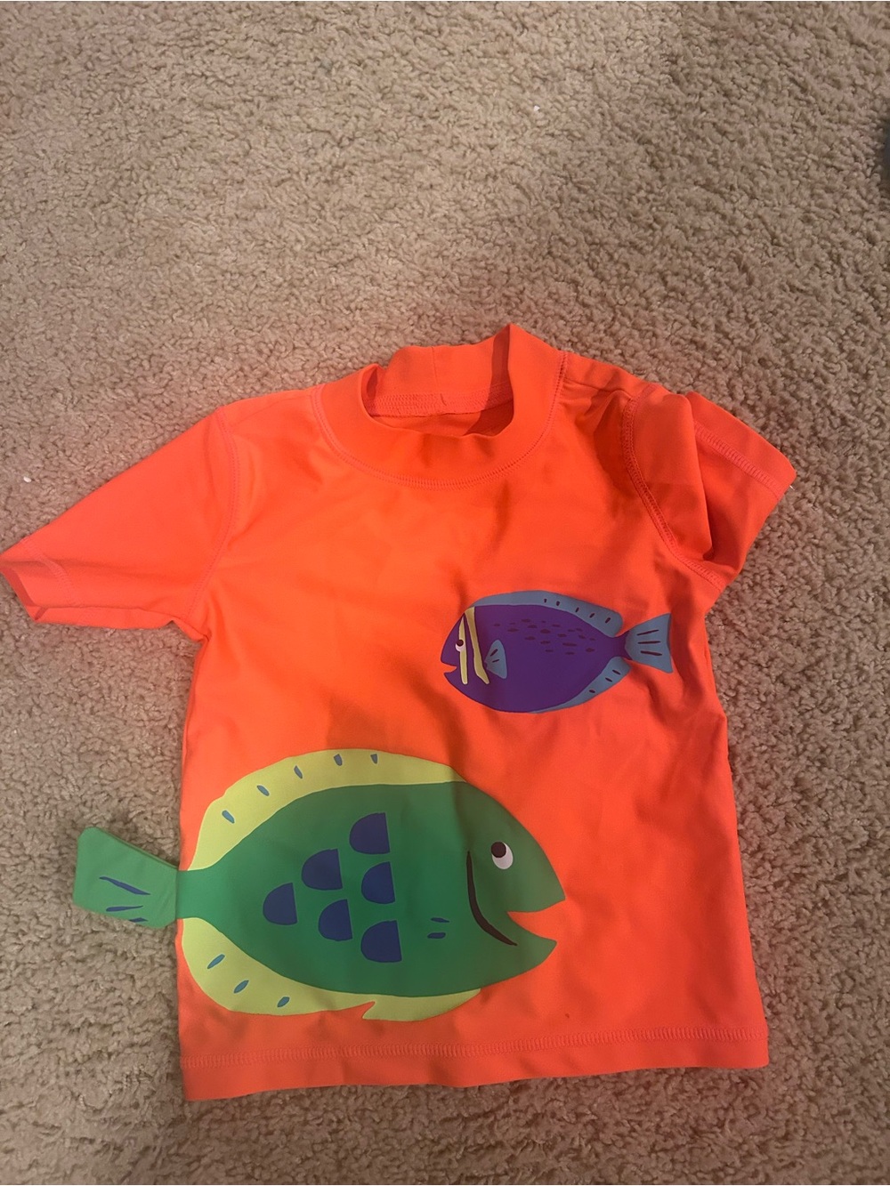 Carter's Orange Short-Sleeve Rashguard with Green and Purple Fish